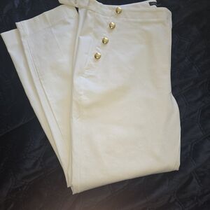 Banana Republic Cream Pants with Gold Buttons